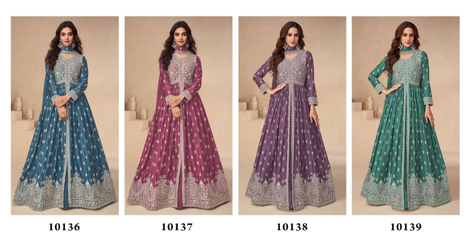 10136 VOL 39 COLOURS BOUTIQUE HEAVY WORK GOWN 3 PIECE SUIT WEDDING TYPE WHOLESALER